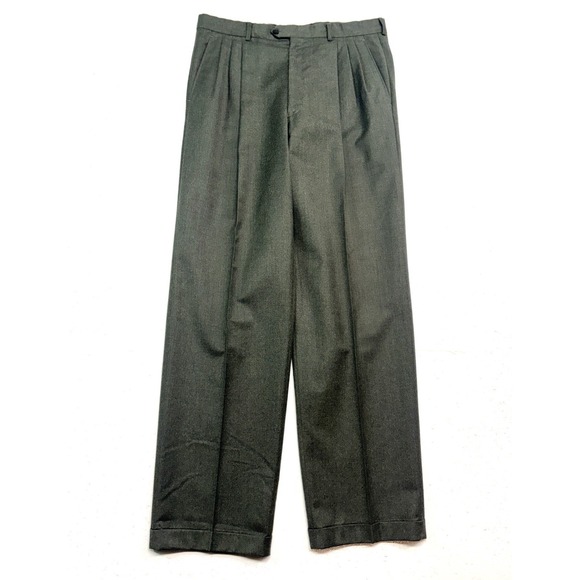 vtg 90s Vito Rufolo 34x34 Green Dress Suit Pants Wool Italy Pleated Relaxed